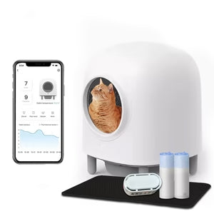 GEOOROOD PET CAT LITTER BOX WITH APP CONTROL II WHITE